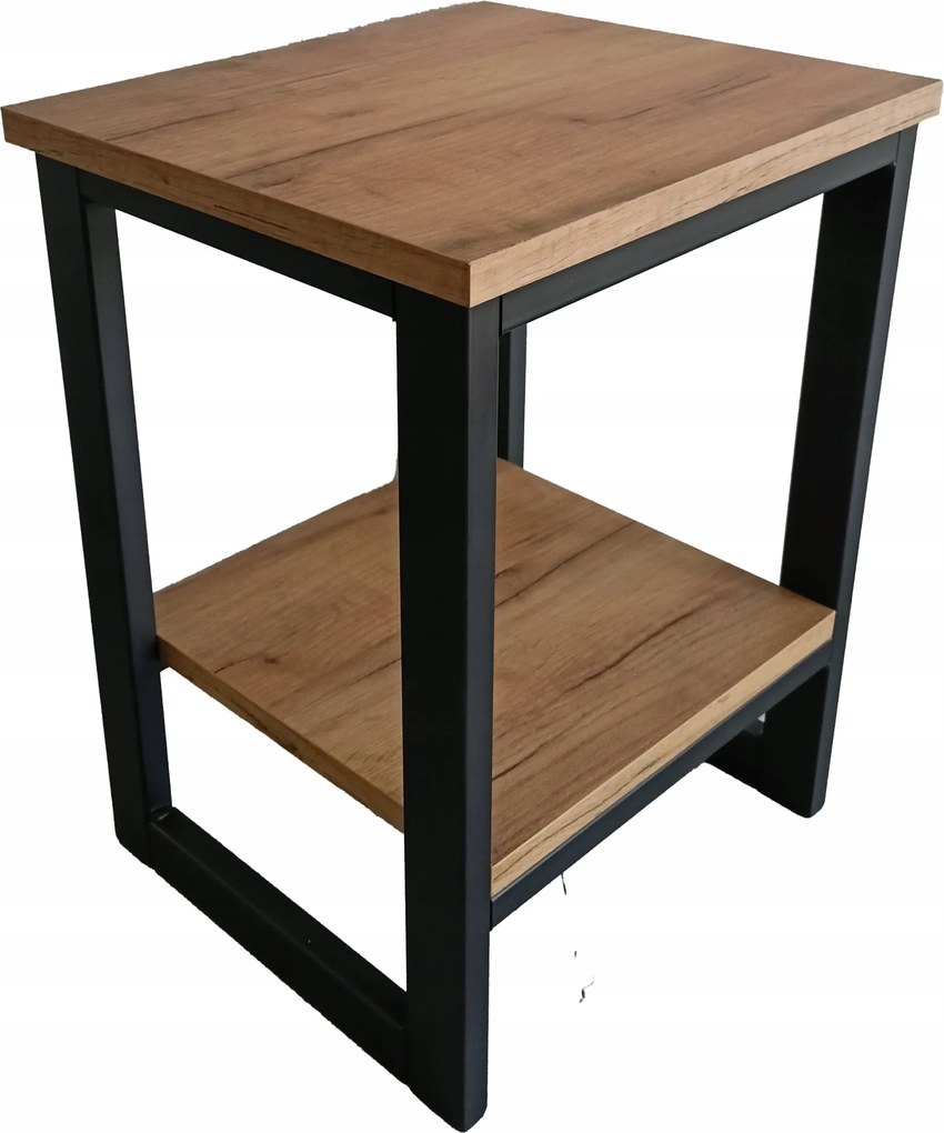 Éjjeliszekrény Loft 45 cm Industrial Fekete acél Kiegészítő asztal