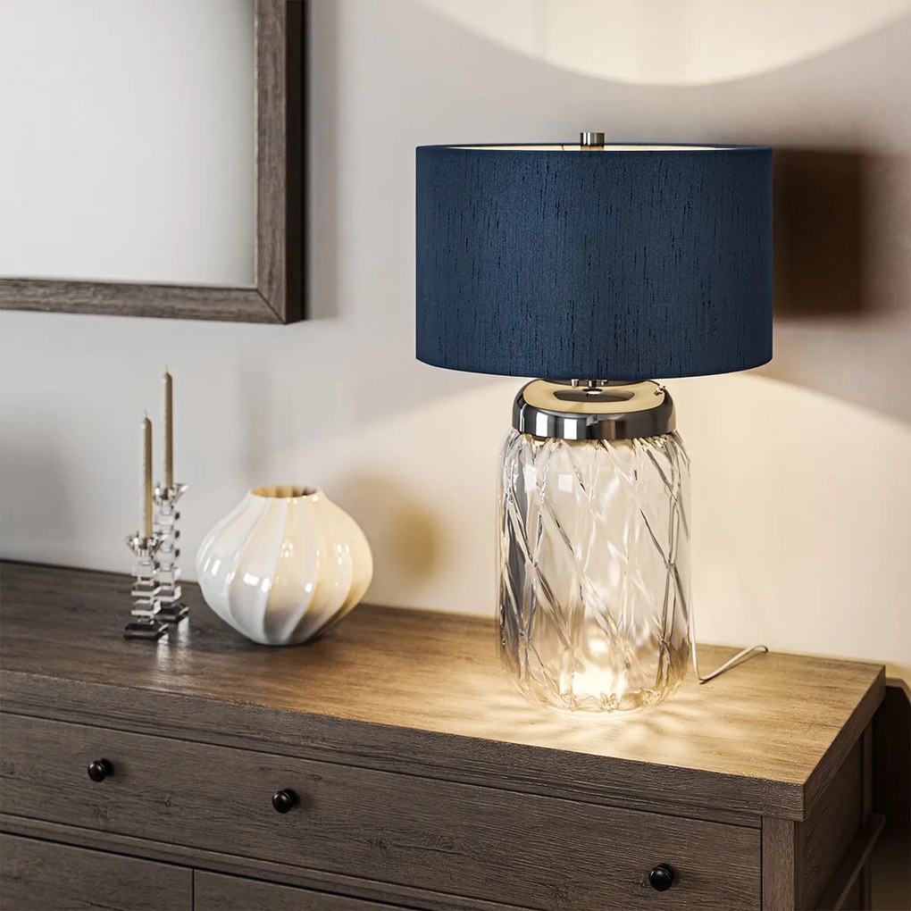 Quintiesse glamour modern asztali lámpa sola kék polírozott nikkel elsqn-sola-tl-l-blu