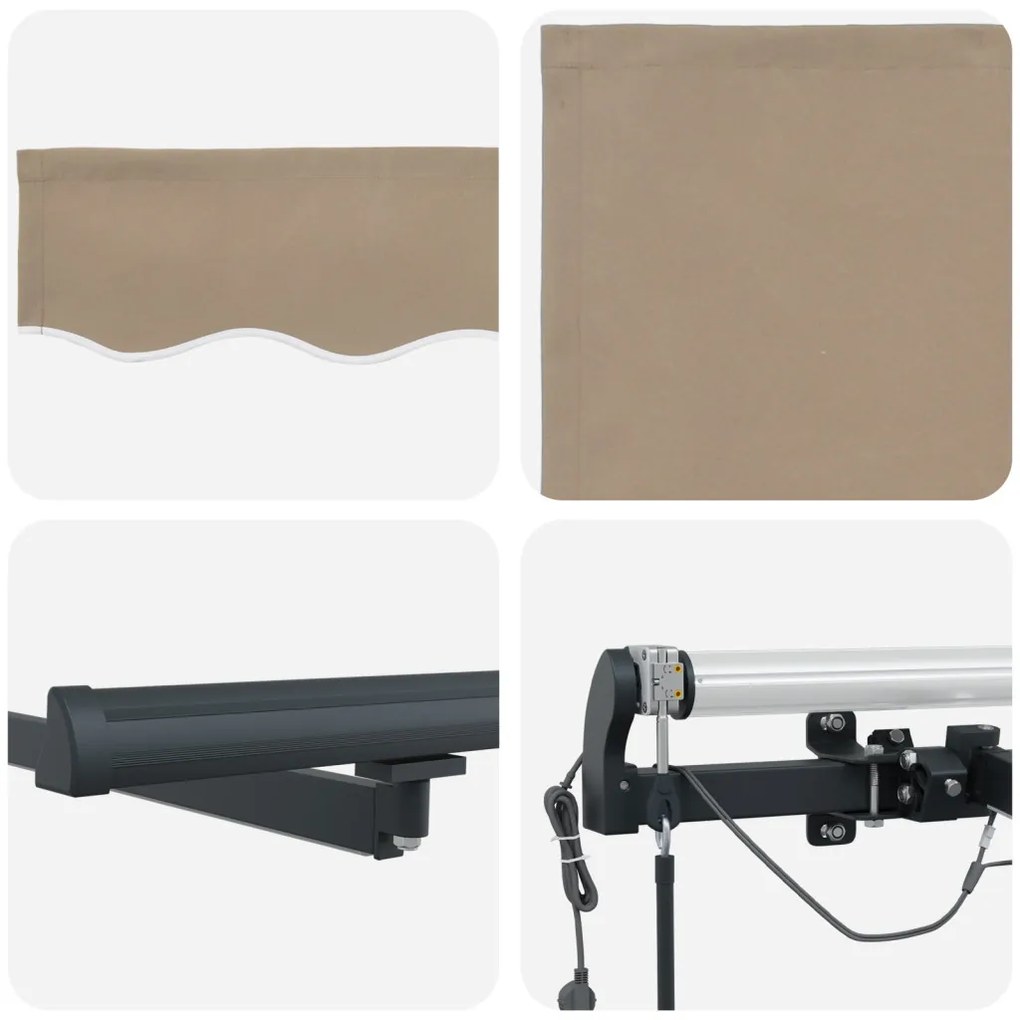 Automatikus behúzható napellenző LED világítással bézs 450x300 cm