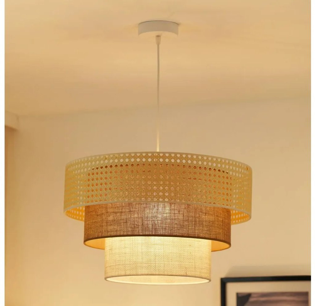 Brilagi - CEDAR LUNETA rattan függeszték 1xE27/15W/230V, 45 cm, barna/krém