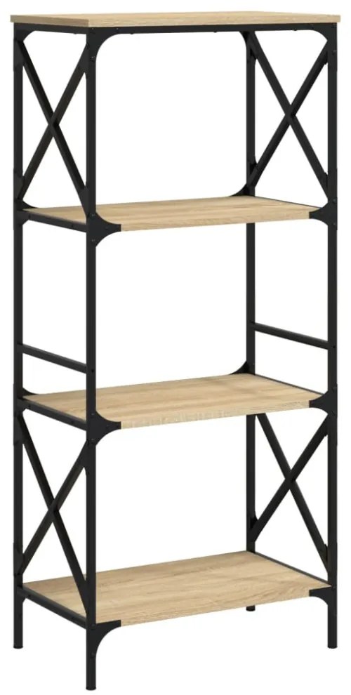 4 szintes sonoma tölgy szerelt fa könyvespolc 59 x 35 x 132 cm