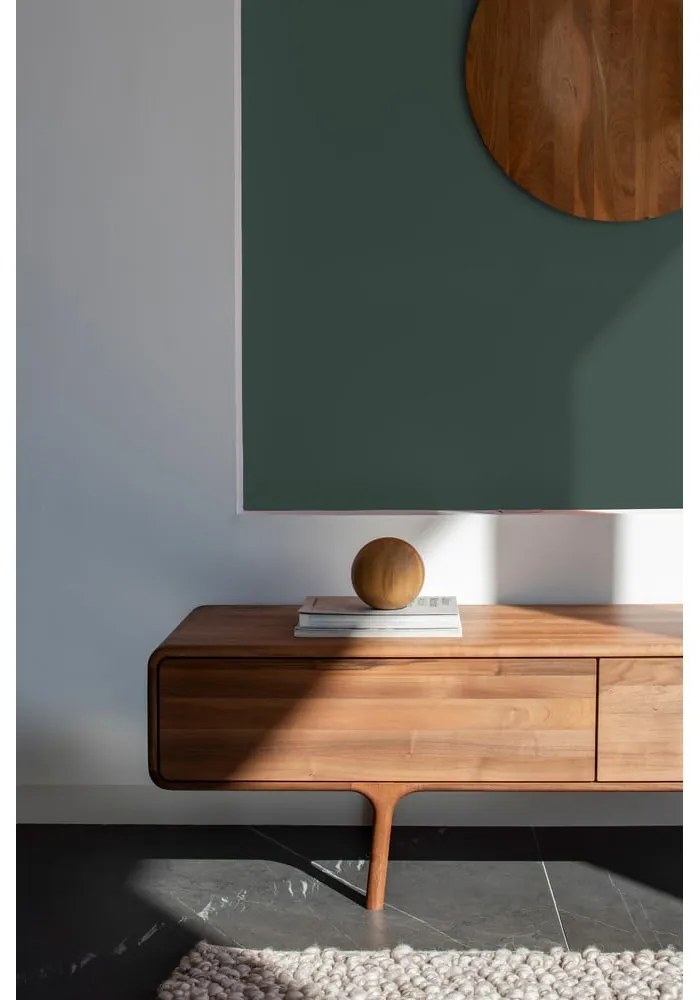 Barna diófa TV-állvány 220x45x45 cm Fawn – Gazzda