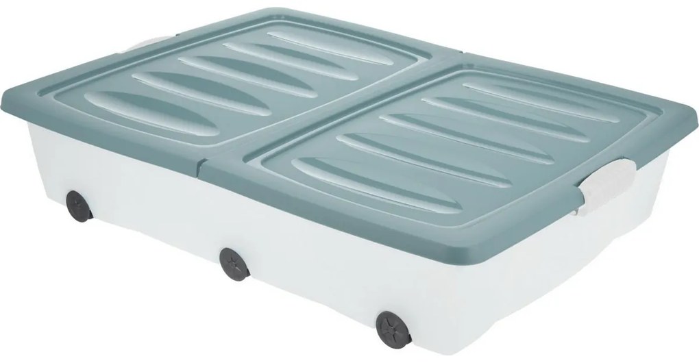 Tárolódoboz kerekekkel, 80 x 60 x 17 cm, zöld