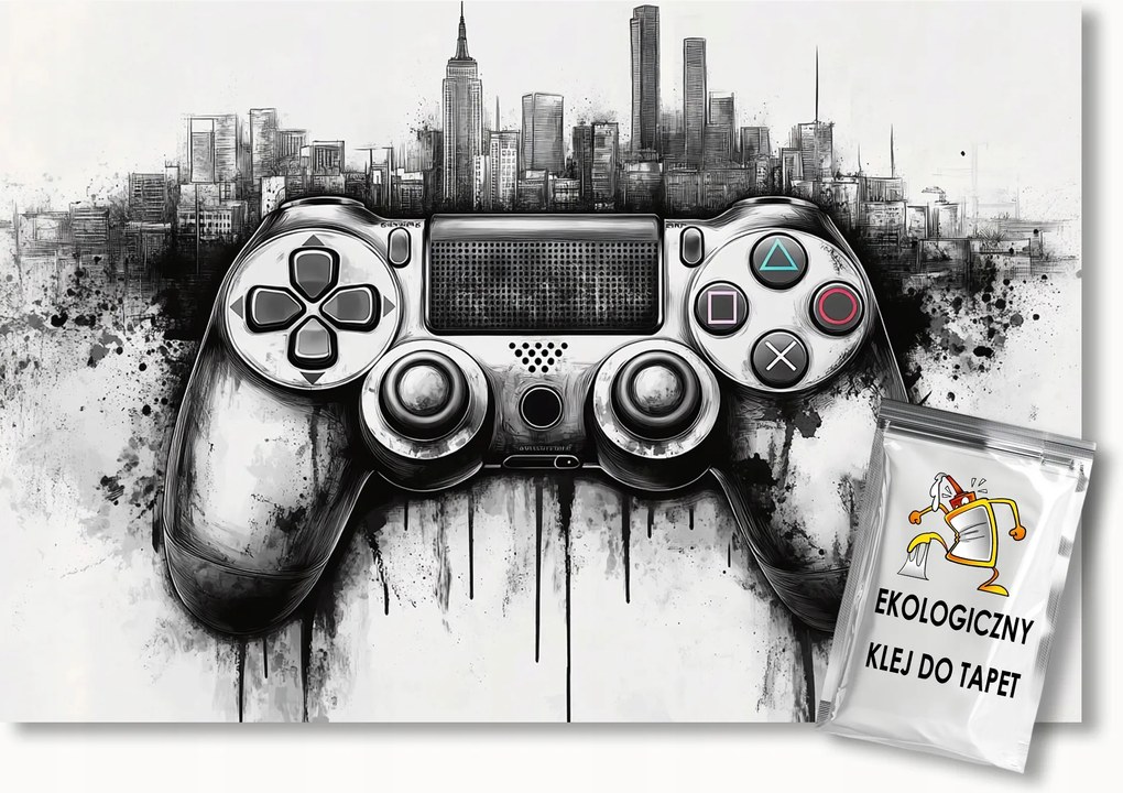 Fotótapéta Flizelina Játékos Konzol Pad Kontroller City Város 100x75 ragasztó