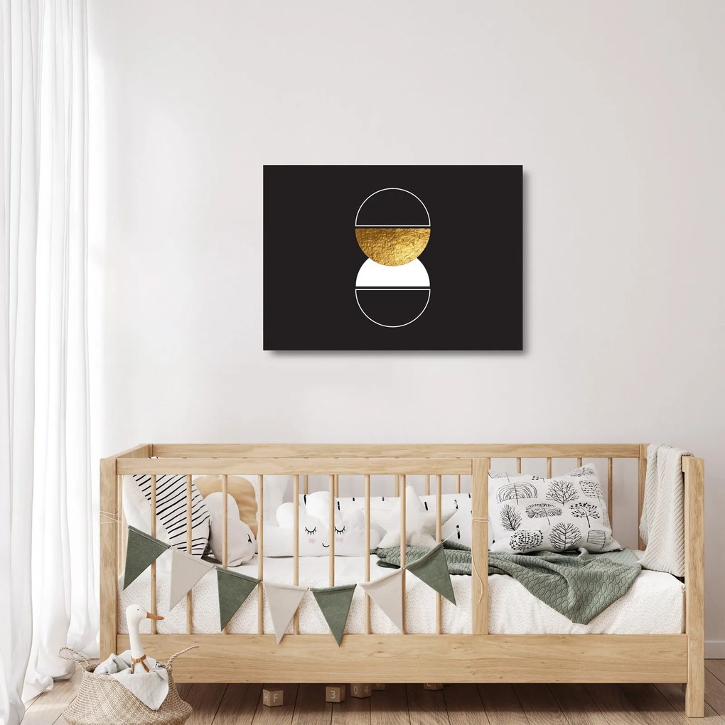 Üveg kép - Absztrakció arany és fekete N⁰2 (70x50 cm)