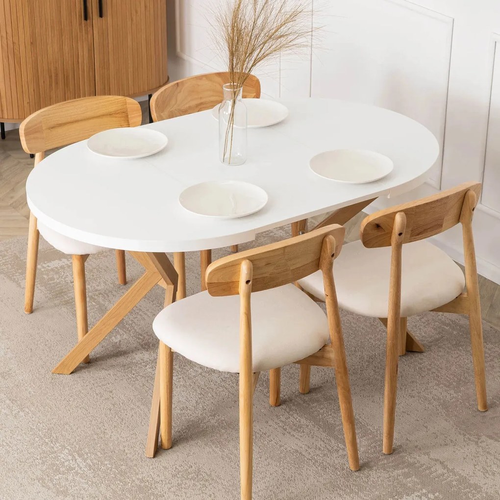 Bővíthető Étkezőasztal Fehér/Tölgy Színben. DORIAN 80-160 cm