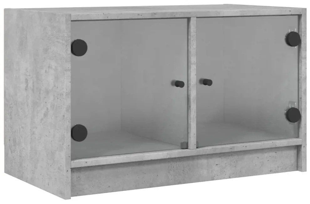 betonszürke TV-szekrény üvegajtókkal 68x37x42 cm