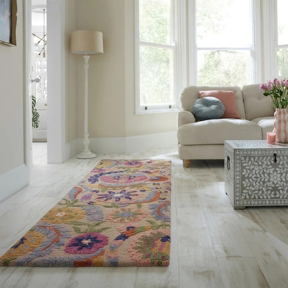 Kézi szövésű gyapjú futószőnyeg 80x300 cm Amira Floral – Flair Rugs