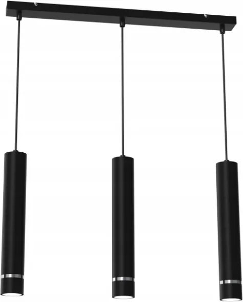 Ewilight Függő mennyezeti lámpa 3 pontos Tube díszléc 3xGU10 fekete/króm