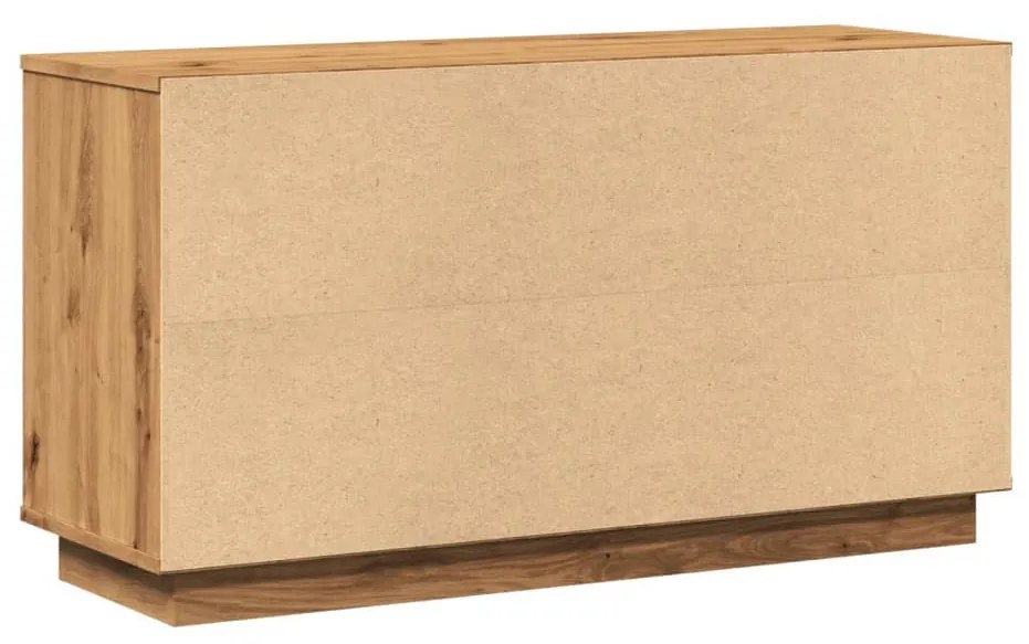 kézműves tölgy színű szerelt fa tálalószekrény 102 x 35 x 55 cm