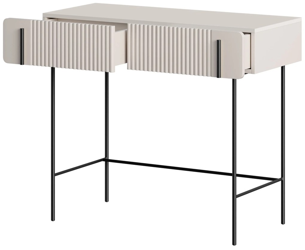 Malmi fiókos sminkasztal 100 cm - kasmír / fekete lábak