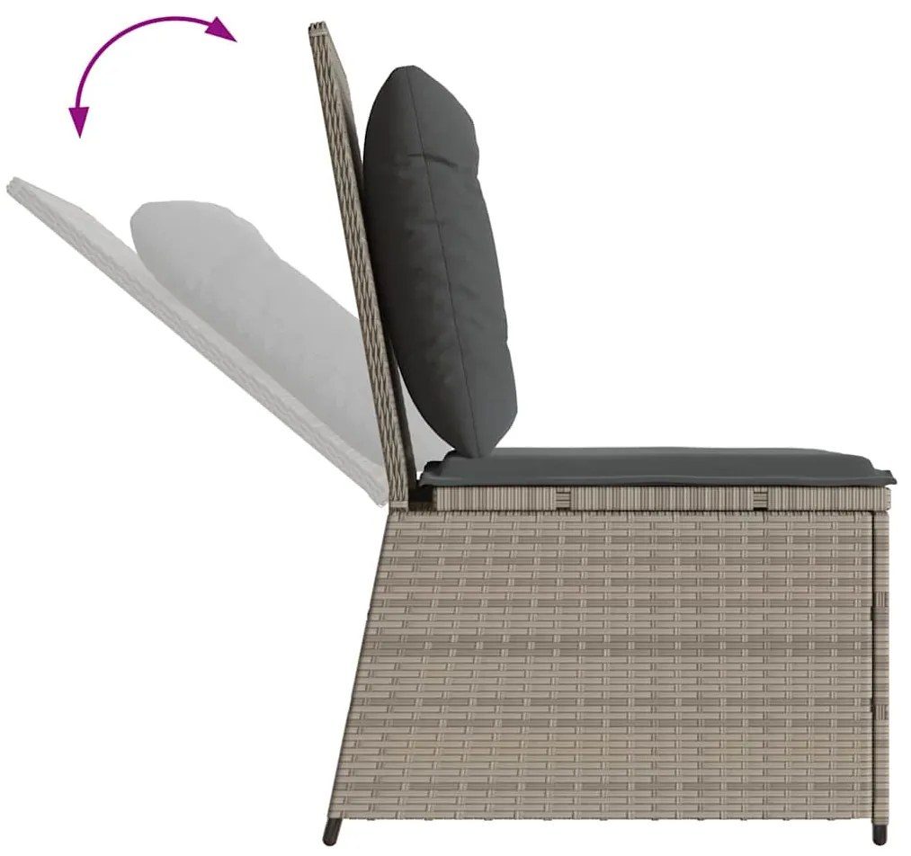 Kerti kanapé párnával Világosszürke Poli rattan