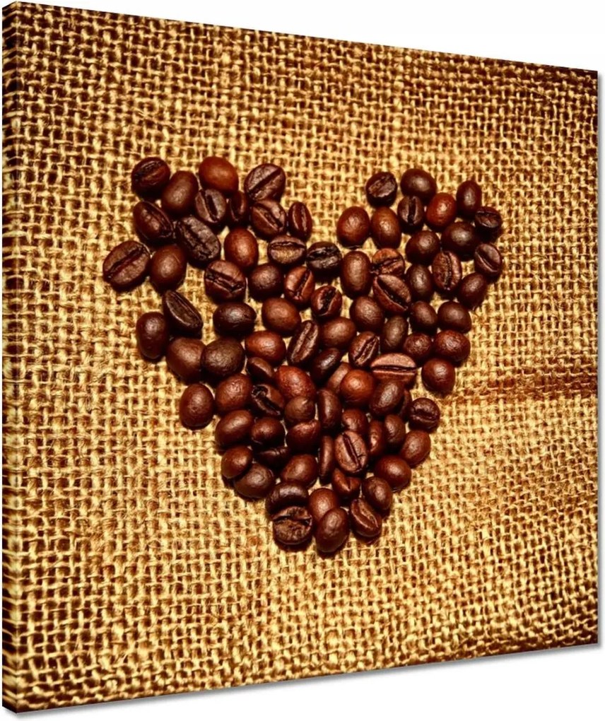 Vászonkép 40x40 Szív kávébabból