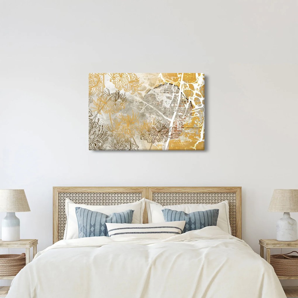 Kép - Vintage fal virágokkal (90x60 cm)