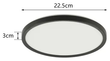 Brilagi - LED Fürdőszobai lámpa ULTRA SLIM LED/12W/230V átm. 22,5 cm fekete IP54