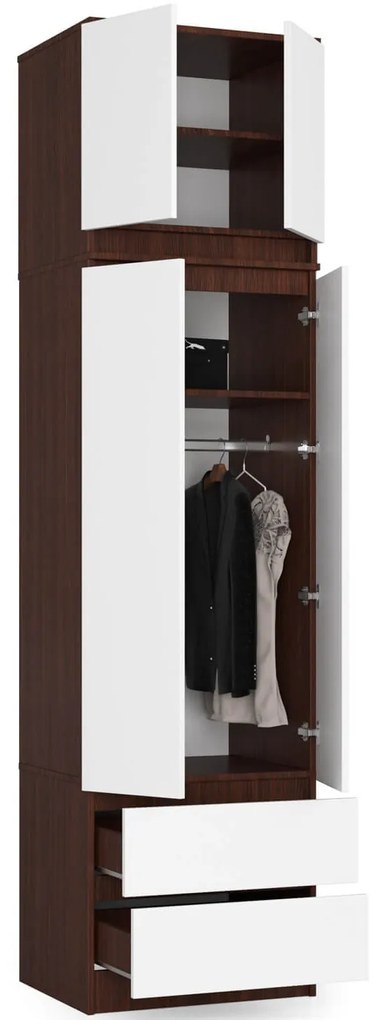 Ruhásszekrény Sahil (wenge + fehér). Akció -15%. 1070955