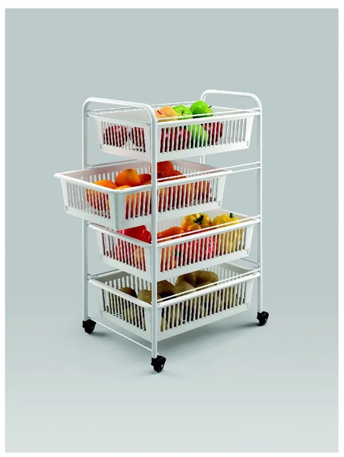 India gurulós tároló állvány 4 kosárral, hosszúság 35 cm - Metaltex