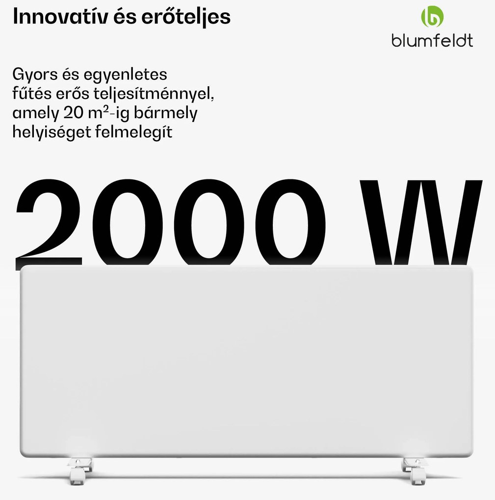 Blumfeldt ThermaTouch konvektor | 2000 W | elegáns design | érintővezérlés | max. 20 m²