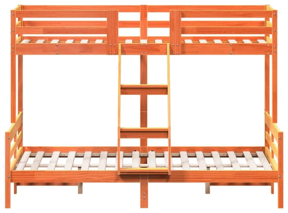 viaszbarna tömör fenyőfa emeletes ágy 80 x 200/140 x 200 cm