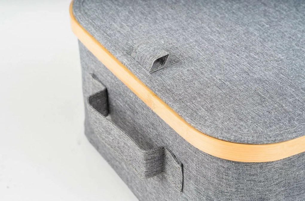 G21 tárolódoboz 30 x 15 x 15 cm, bambuszfedéllel, szürke