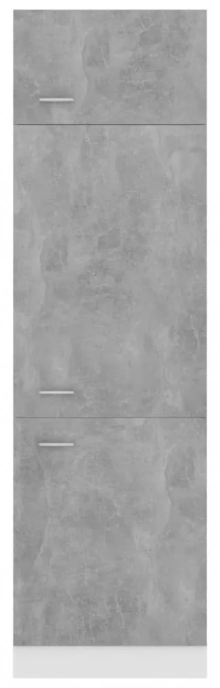 betonszürke szerelt fa szekrény hűtőhöz 60 x 57 x 207 cm