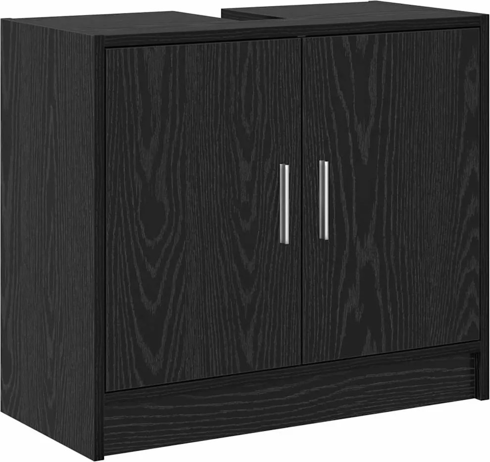 vidaXL Fürdőszoba Székény ajtóval Fekete tölgy 63 x 29 x 55 cm Faanyag