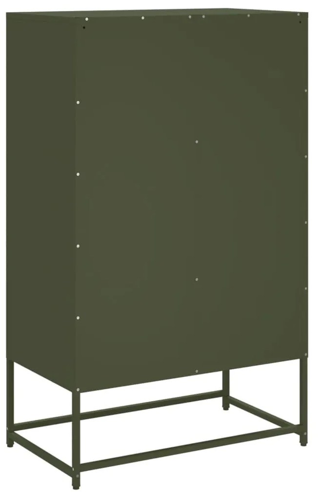 olívazöld acél magasszekrény 68x39x111,5 cm