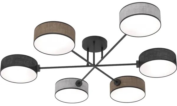 Felületre szerelt MAGA csillár 6xE14/10W/230V fekete/barna/szürke