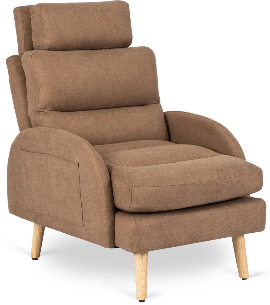 Kényelmes Fotel Barna Színben Lábtartóval. HENRY