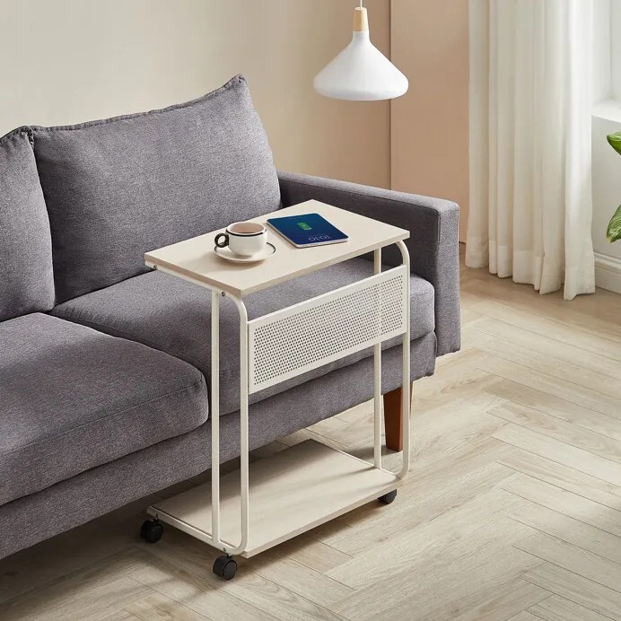 Lerakóasztal 55 × 32 × 66 cm, MDF, fehérített tölgy CRM