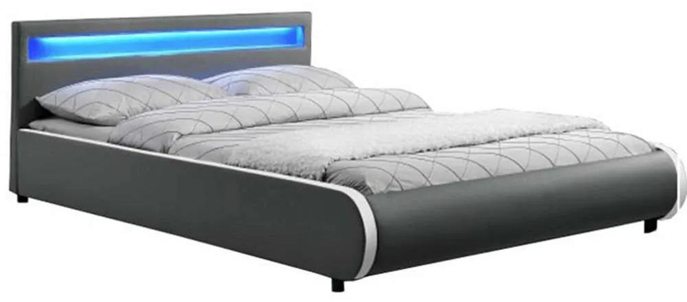 Dulcea K160_200 Ágy ágyráccsal és LED világítással - szürke