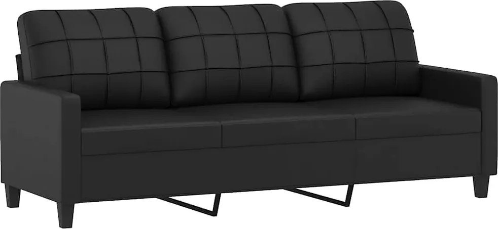 vidaXL 3 személyes fekete műbőr kanapé 180 cm