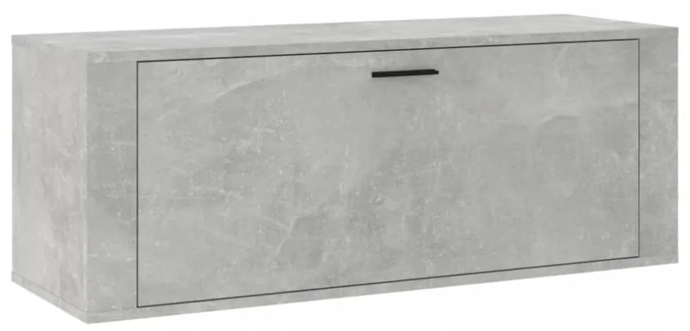 betonszürke szerelt fa fali cipőszekrény 100x35x38 cm