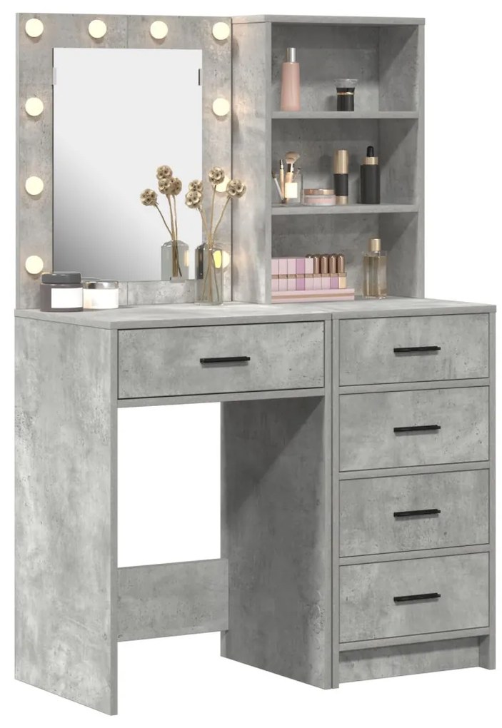 Öltözködőasztal fiókkal 2 pcs Szürke 50 x 41 x 135 cm Faanyag