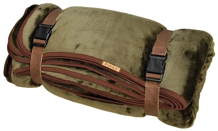 Olivia zöld dupla rétegű vadász–horgász takaró hordozóval