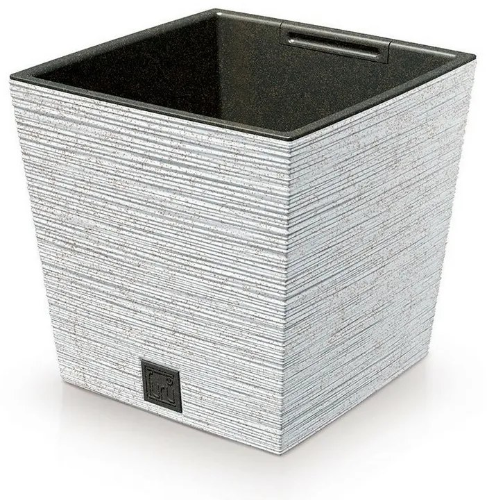 FURU SQUARE LOW ECO WOOD virágtartó, 24 cmbetéttel, fehér ECO