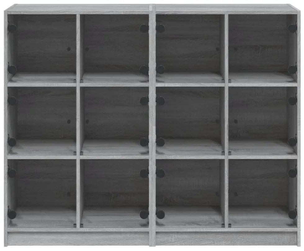szürke sonoma szerelt fa könyvespolc ajtókkal 136x37x109 cm
