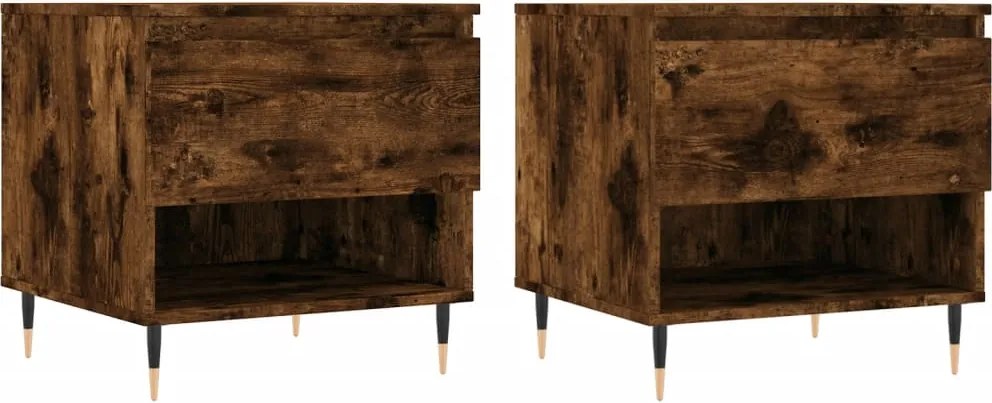 vidaXL 2 db füstös tölgy szerelt fa dohányzóasztal 50 x 46 x 50 cm
