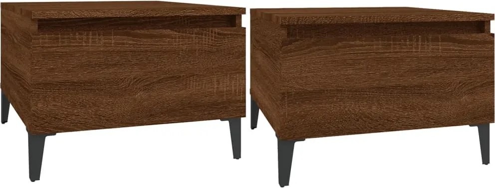 vidaXL 2 db barna tölgyszínű szerelt fa kisasztal 50 x 46 x 35 cm