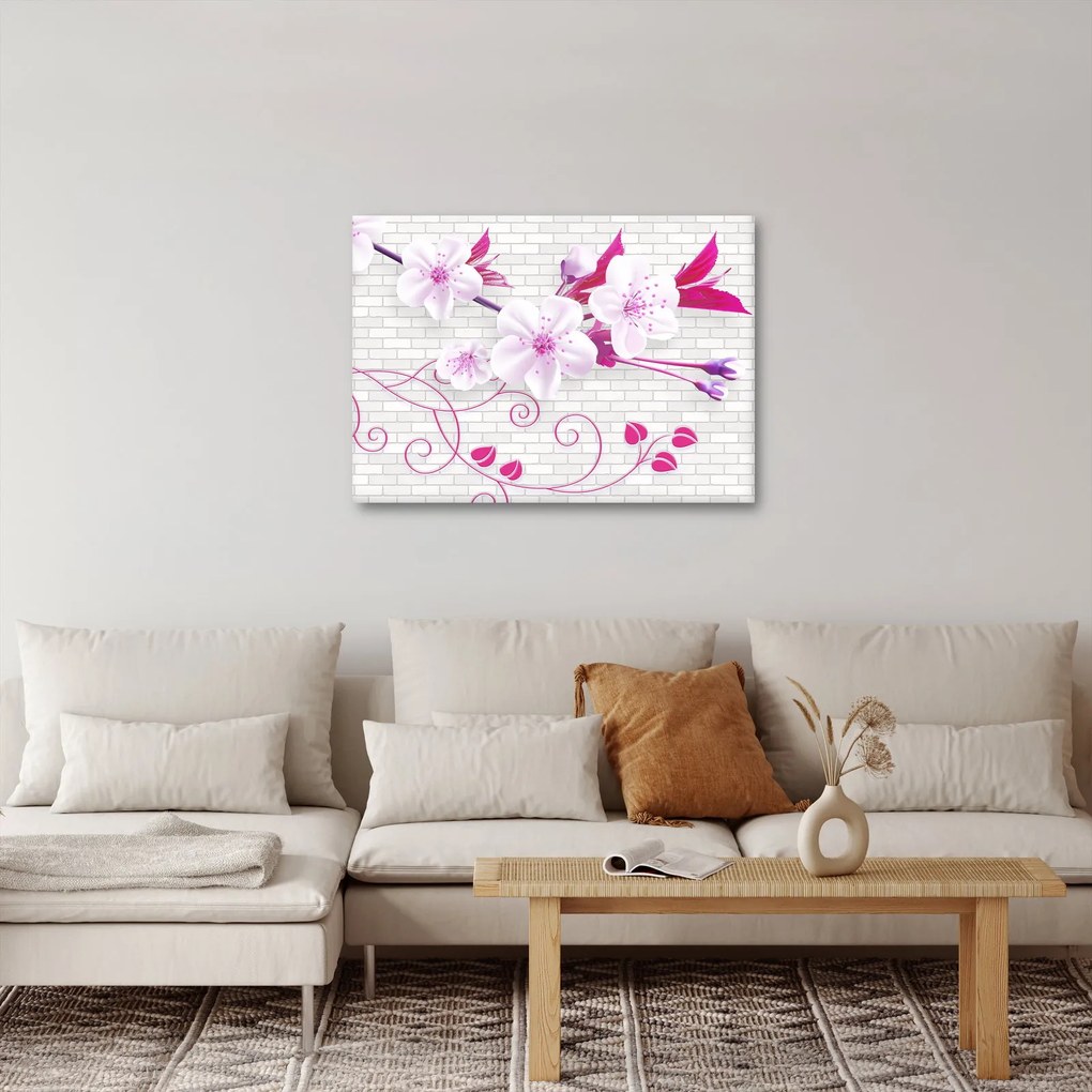 Virággal ellátott gally képe (70x50 cm)