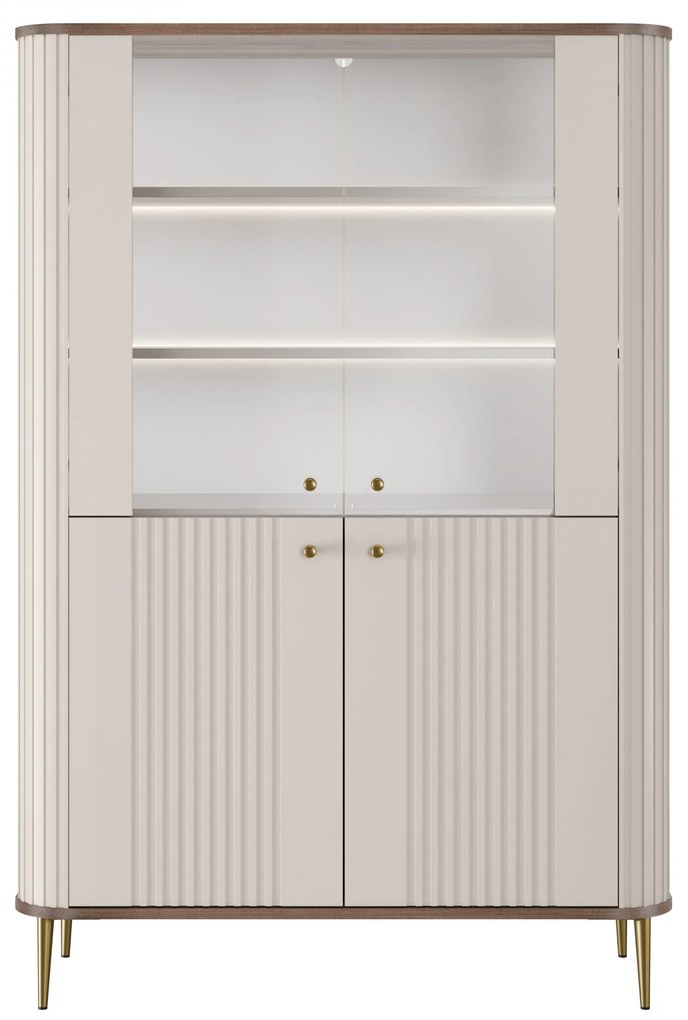 Vesper vitrin 103 cm - kasmír / dió / arany lábak