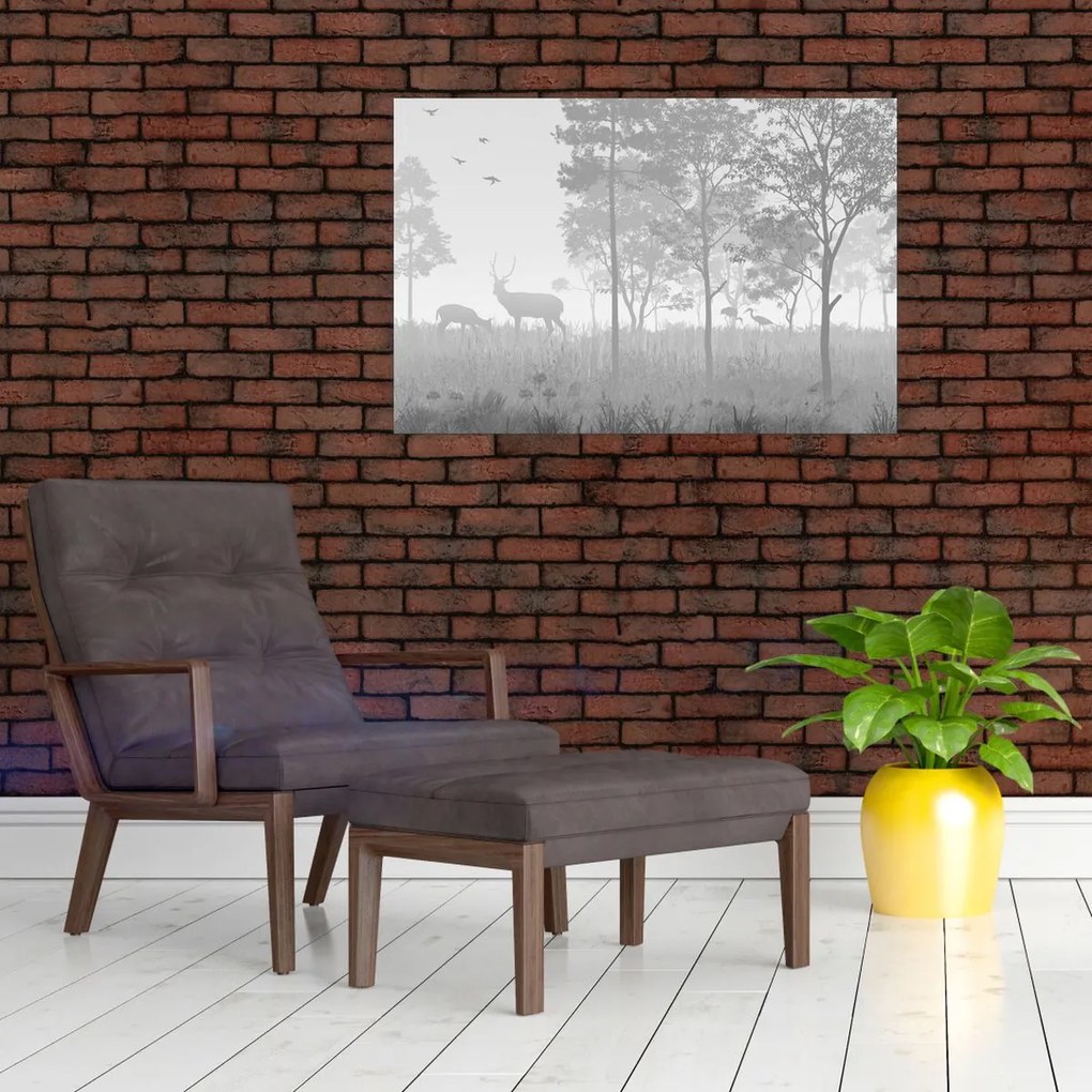 Kép - rét szarvasokkal (90x60 cm)