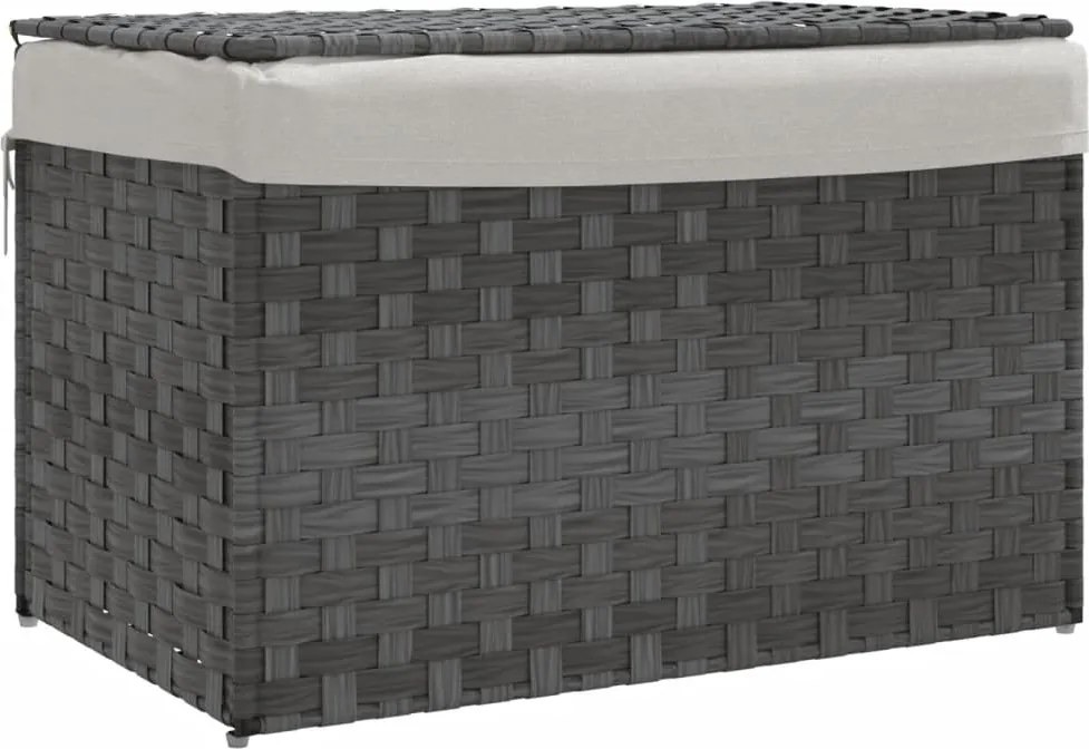 vidaXL szürke polyrattan szennyeskosár fedéllel 55,5 x 35 x 34 cm