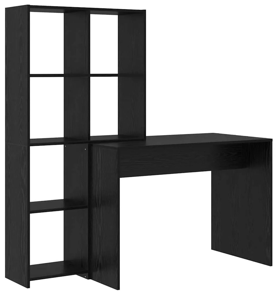 Asztal polcokkal Musta tammi 138.5 x 55 x 143 cm Faanyag