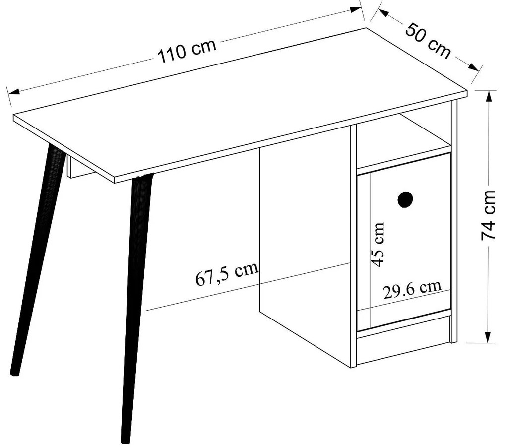 PC asztal Muduti (fehér + zafír tölgy) . 1094952