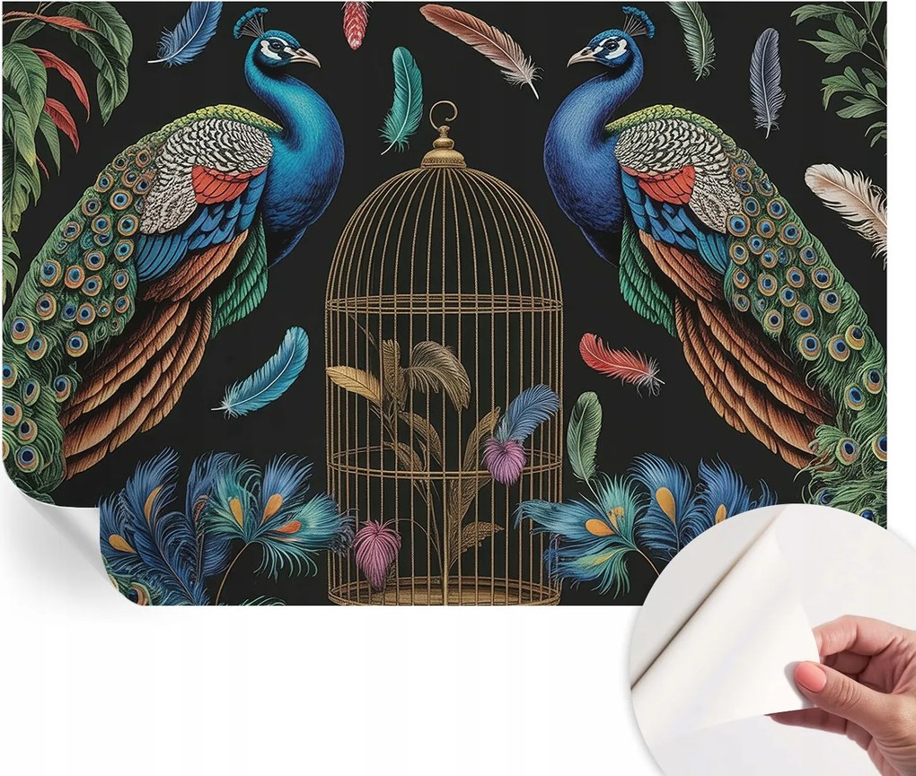Öntapadós tapéta Fali furnér 3D hatás Egzotikus páva 152x104 cm