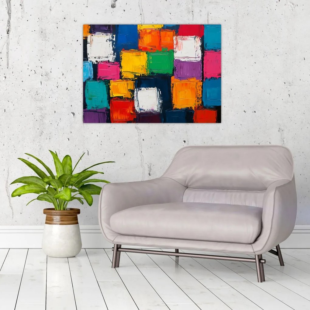 Kép - Színes négyzetek festménye (70x50 cm)