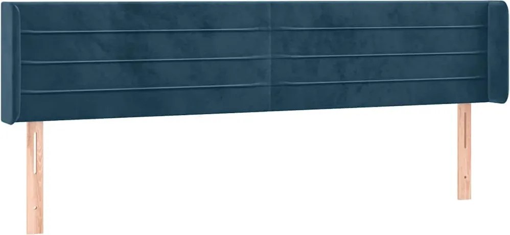 vidaXL sötétkék bársony szárnyas fejtámla 163x16x78/88 cm
