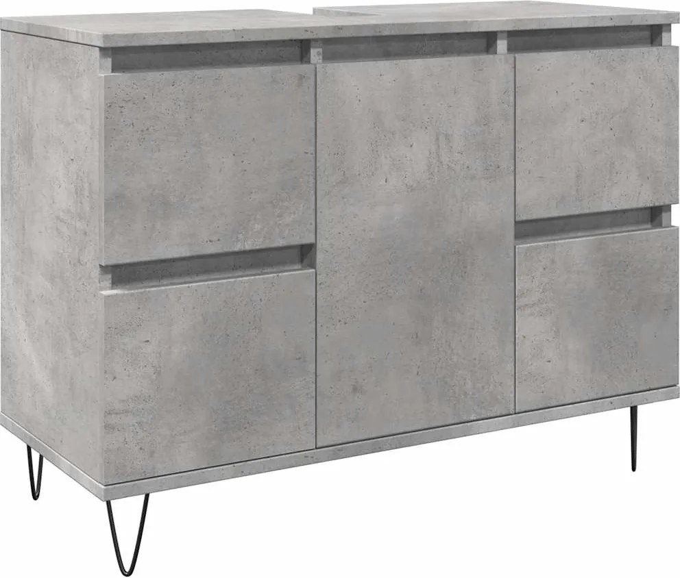 vidaXL betonszürke szerelt fa fürdőszobaszekrény 80 x 33 x 60 cm