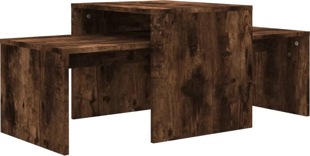 vidaXL füstös tölgy színű szerelt fa dohányzóasztalszett 100x48x40 cm